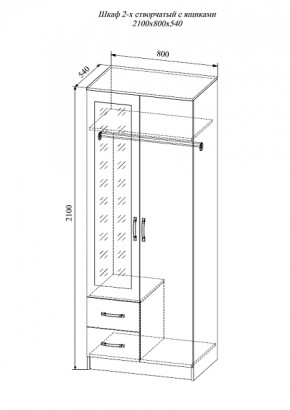 Шкаф двухстворчатый Софи СШК 800.3 в Новосибирске - mebelnovo.ru | фото